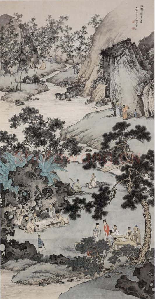 近现代 陈少梅《西园雅集图》书画作品