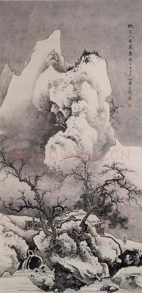 近现代 陈少梅《雪霁图》书画作品