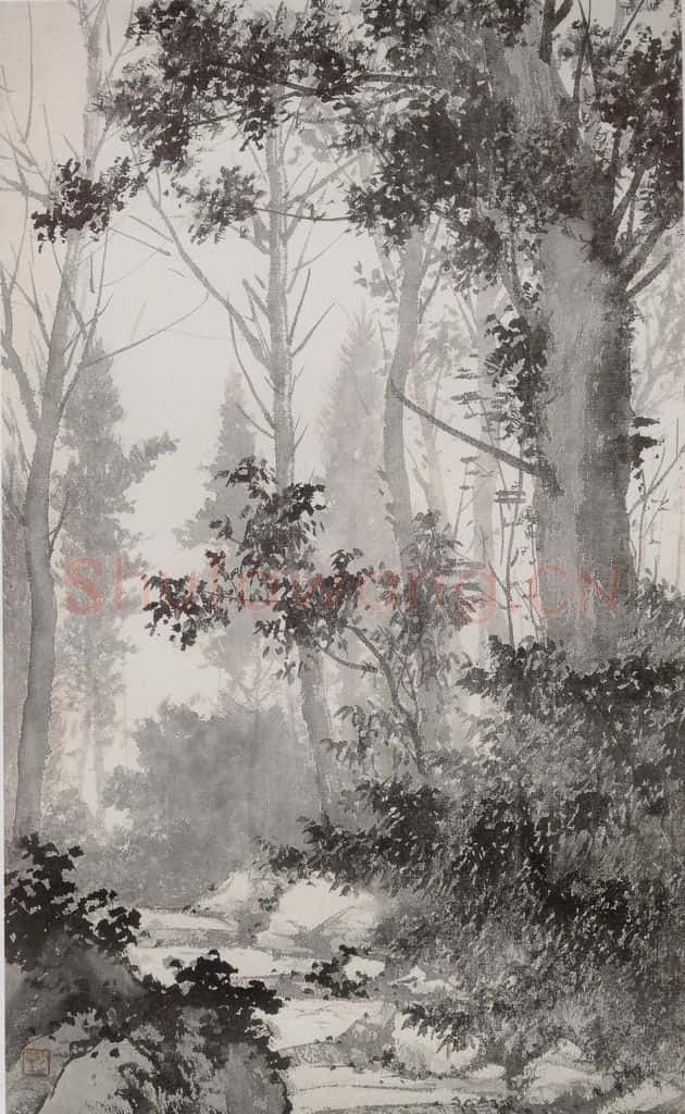 近现代 陈少梅《丛林深处》书画作品