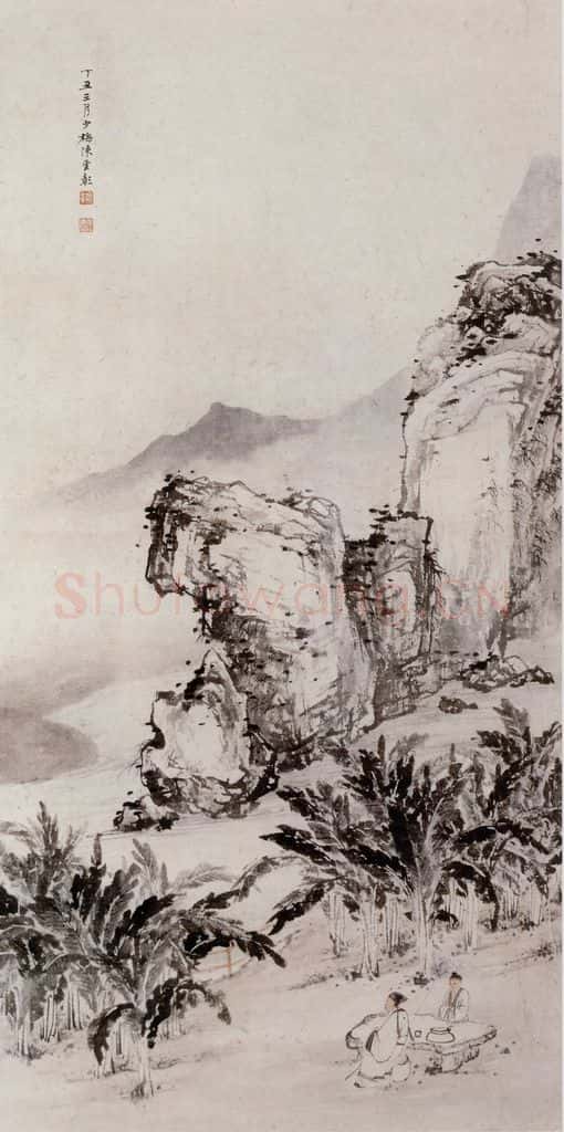 近现代 陈少梅《春蕉高士图》书画作品