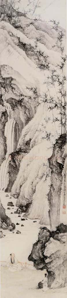 近现代 陈少梅《竹溪观瀑》书画作品