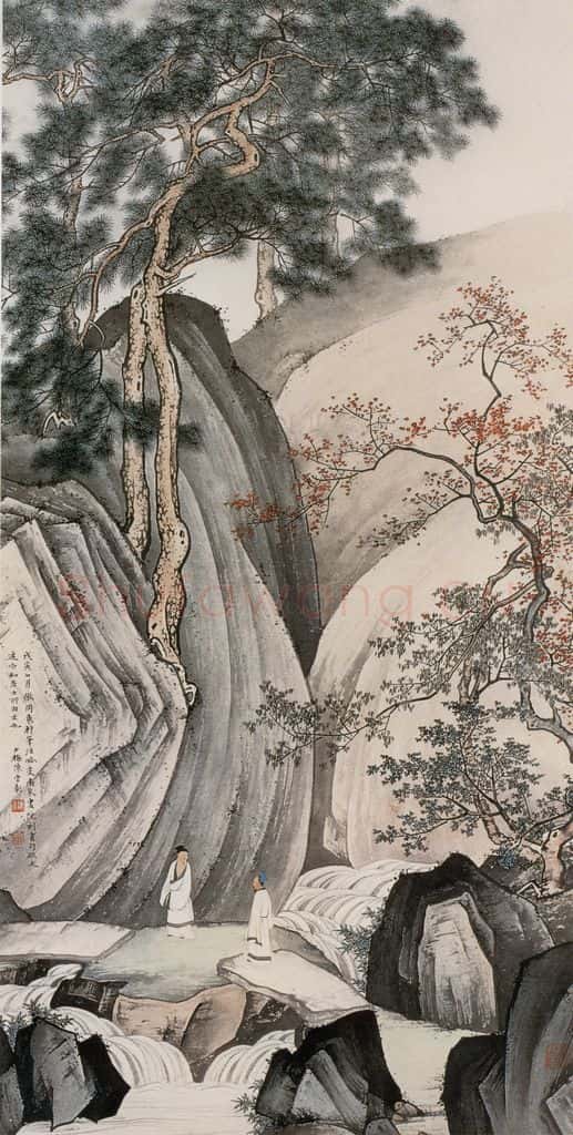 近现代 陈少梅《听泉图》书画作品