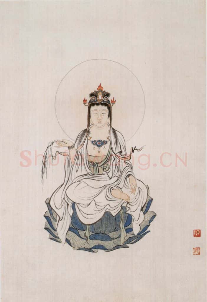 近现代 陈少梅《观音图册》书画作品
