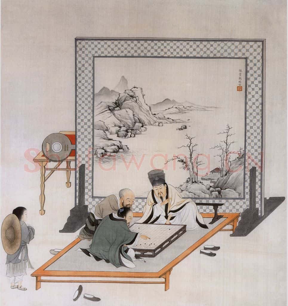 近现代 陈少梅《对弈图》书画作品