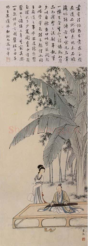 近现代 陈少梅《蕉下听琴》书画作品