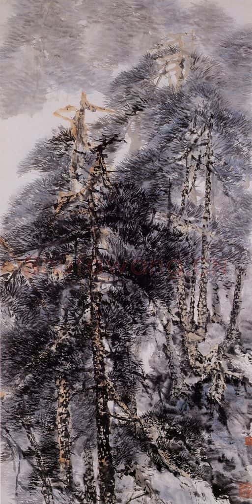 1962年 石鲁《华山松》书画作品