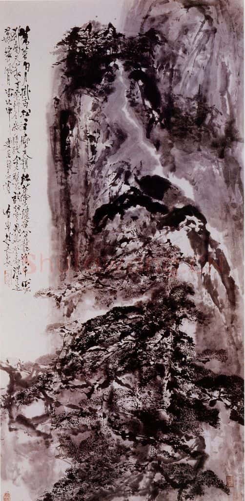 1974年 石鲁《月下华山》书画作品