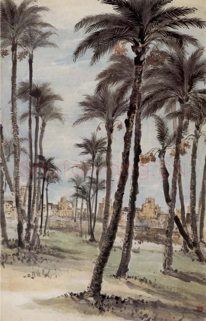 1956年 石鲁《埃及风景》书画作品