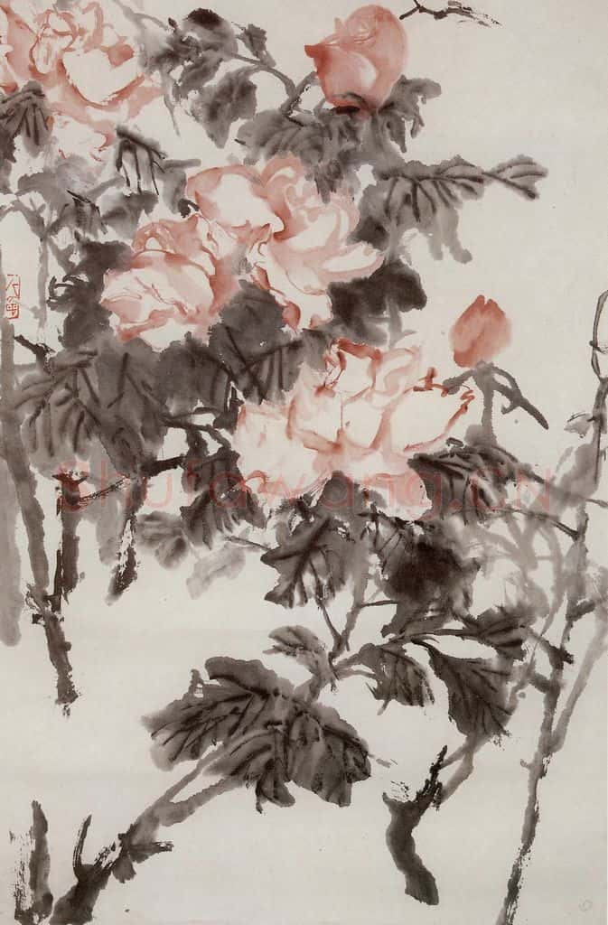 1959年 石鲁《牡丹》书画作品