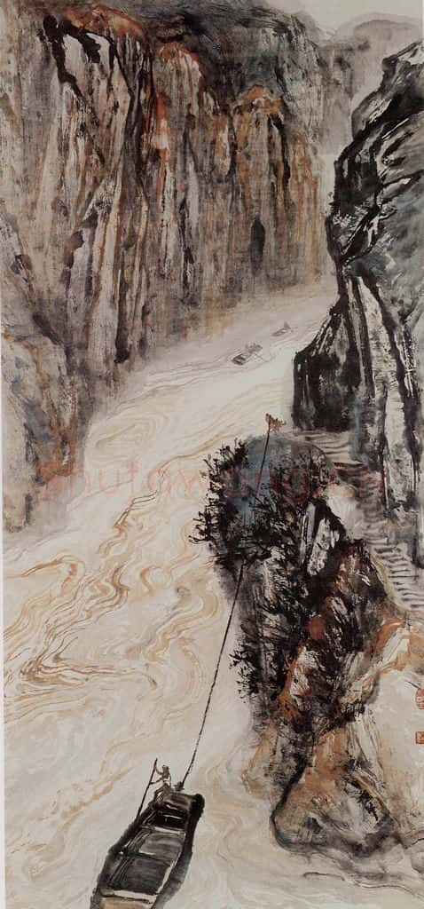 1960年 石鲁《禹门逆流》书画作品