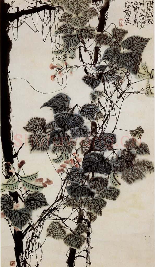 1961年 石鲁《豆角花》书画作品