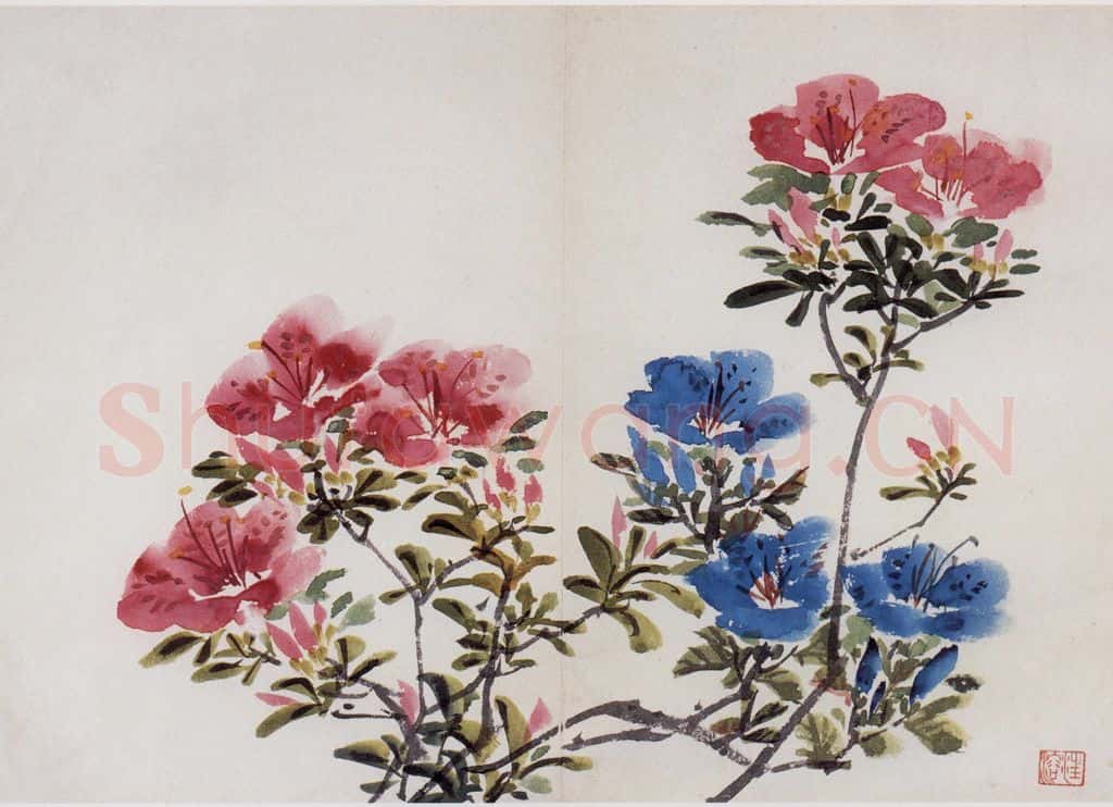 1954年 汪慎生《花卉册页》书画作品