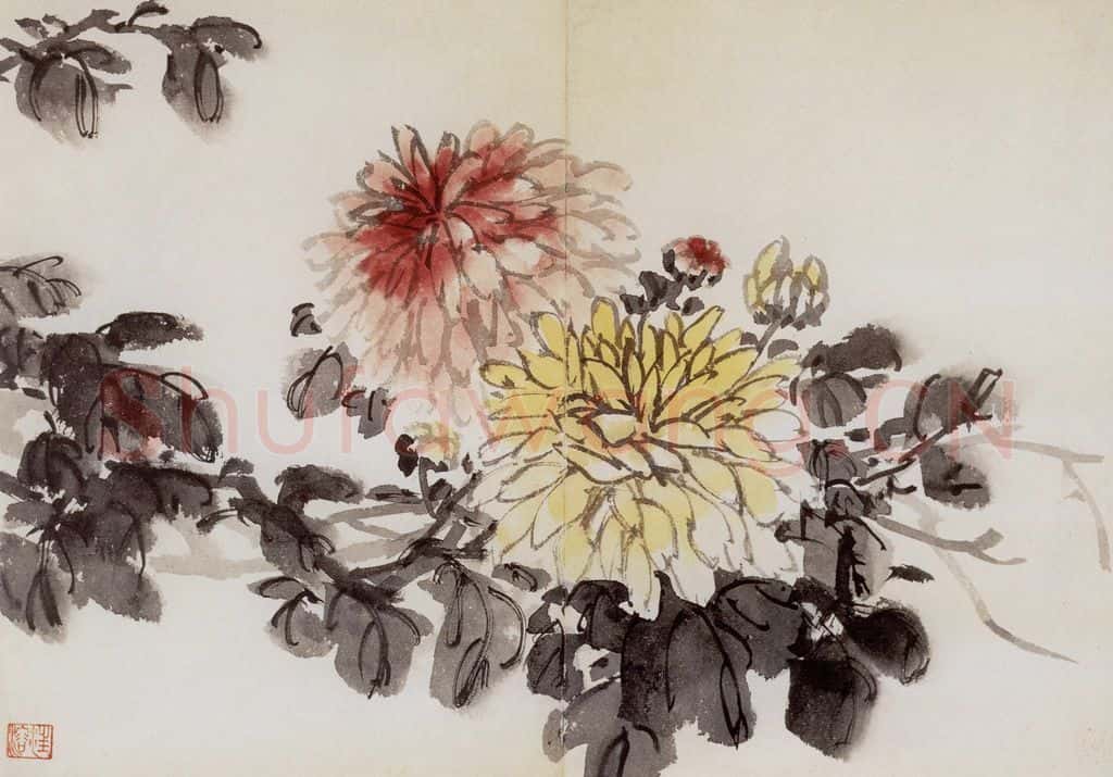 1954年 汪慎生《花卉册页》书画作品