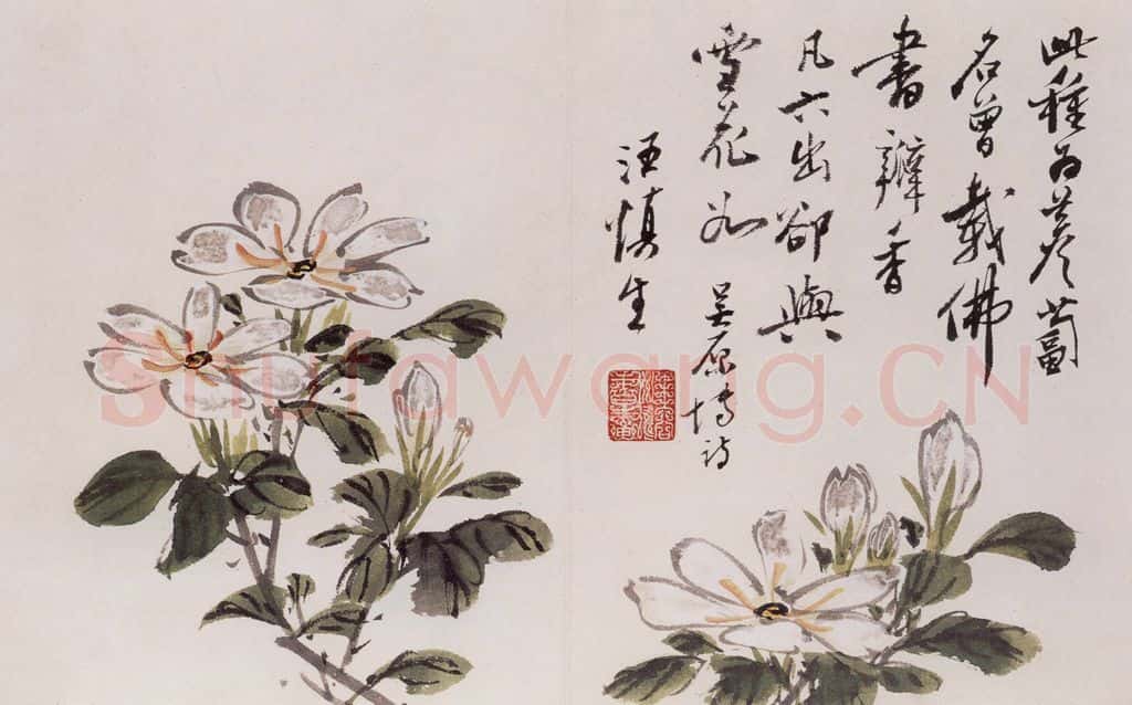 1957年 汪慎生《花鸟册页》书画作品