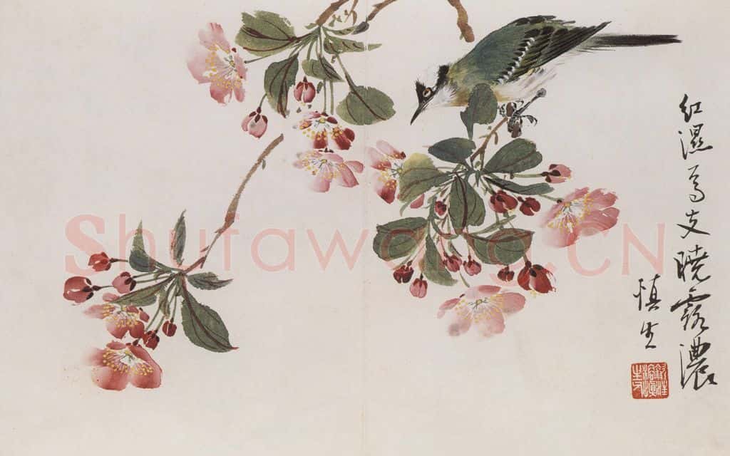 1957年 汪慎生《花鸟册页》书画作品