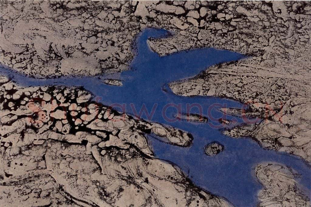 1991年 周韶华《高山湖》书画作品