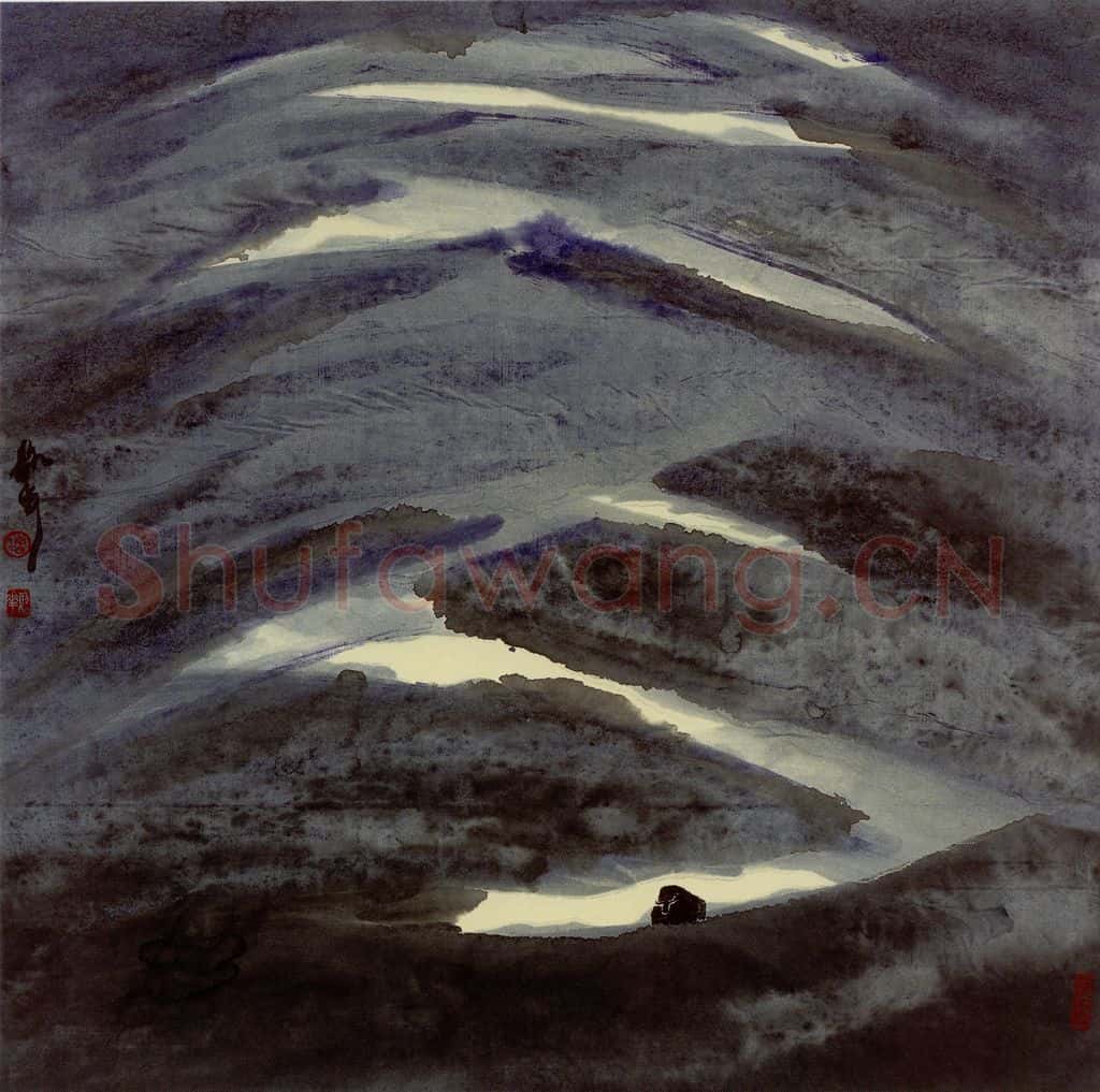 2002年 周韶华《月光下》书画作品