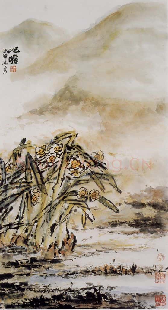 1992年 朱屺瞻《雨中仙子》书画作品