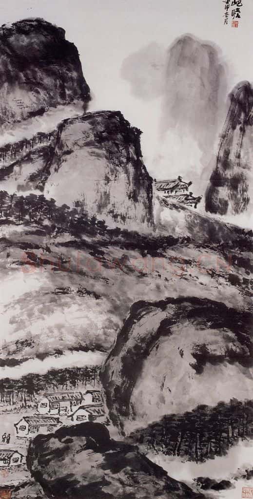 1992年 朱屺瞻《墨色山水》书画作品