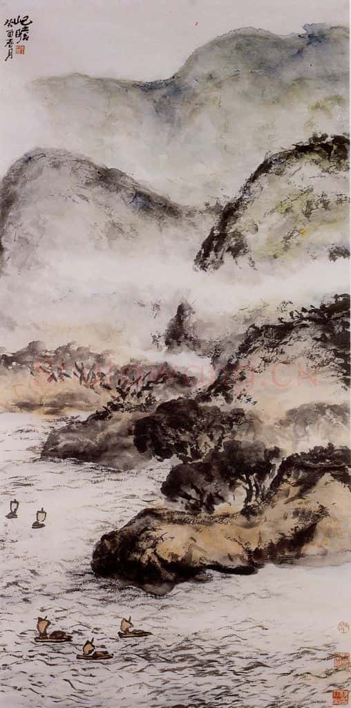 1993年 朱屺瞻《无题山水》书画作品