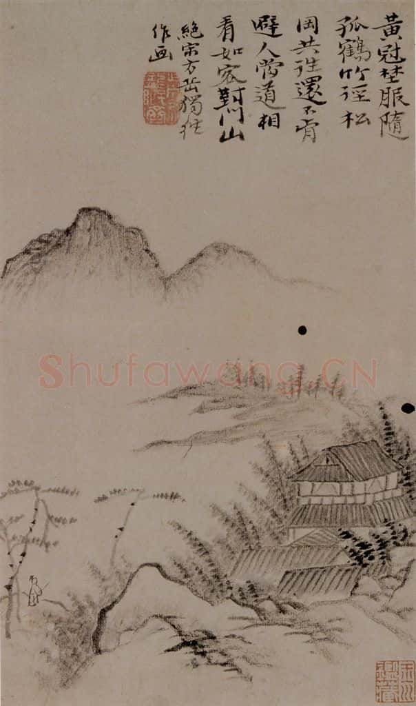 明末清初 石涛 竹径松岗图 书画作品