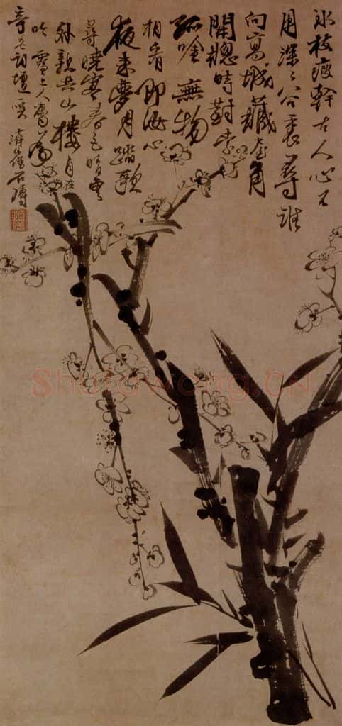 明末清初 石涛 梅竹 书画作品
