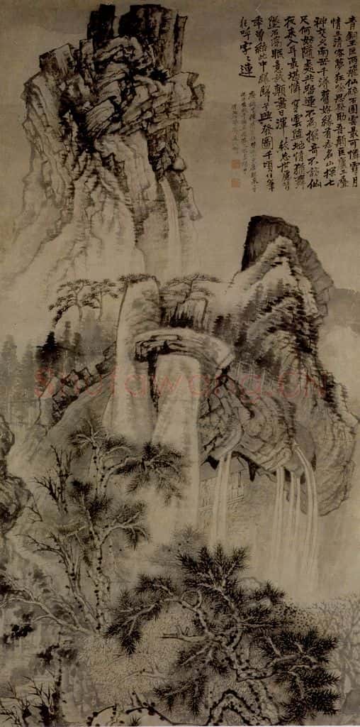 明末清初 石涛 东庐听泉图 书画作品