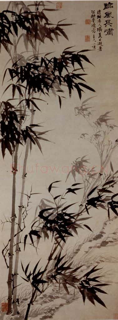 明末清初 石涛 临风长啸图 书画作品