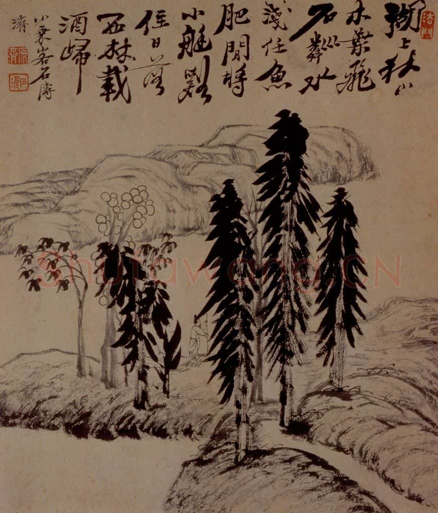 明末清初 石涛 山水4开 书画作品