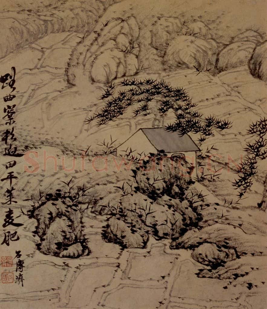明末清初 石涛 山水4开 书画作品