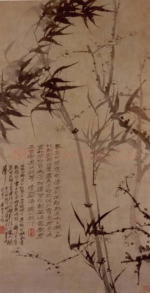 明末清初 石涛 灵台探梅 书画作品