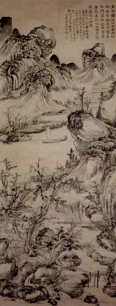 明末清初 石涛 静墨山水 书画作品