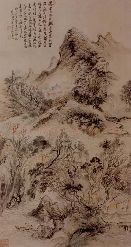 明末清初 石涛 浅绛山水 书画作品