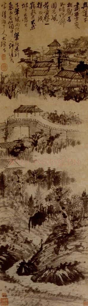 明末清初 石涛 郊行图 书画作品