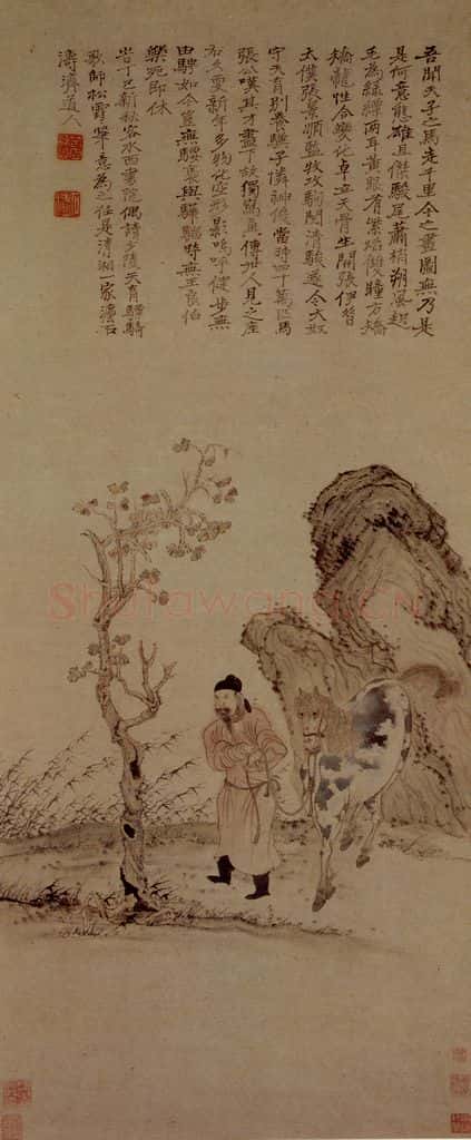 明末清初 石涛 人马图 书画作品