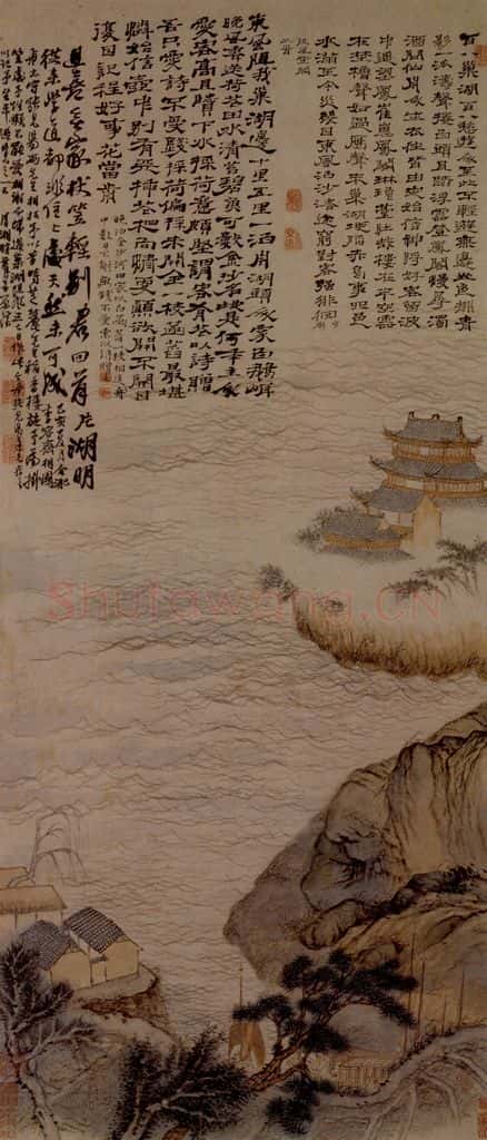 1695年 石涛《巢湖图》书画作品