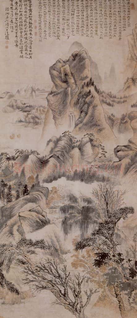 1687年 石涛《江天山色图》书画作品