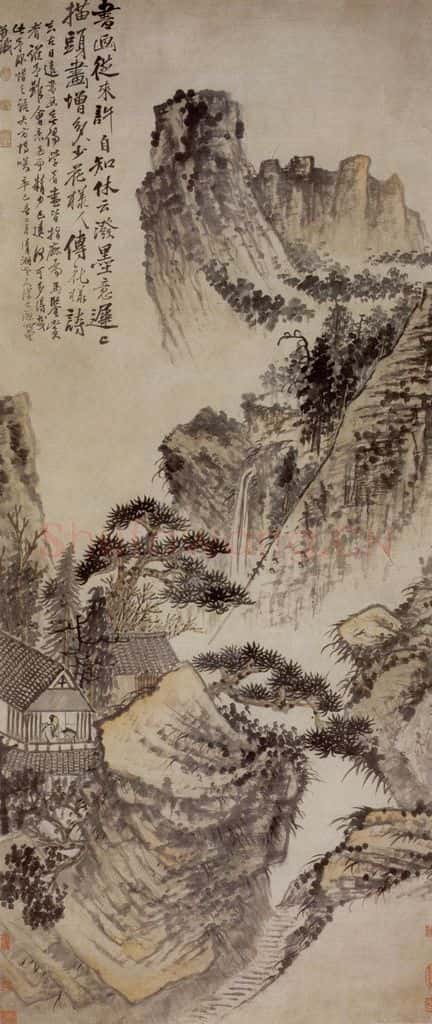 1701年 石涛《松窗读易》书画作品