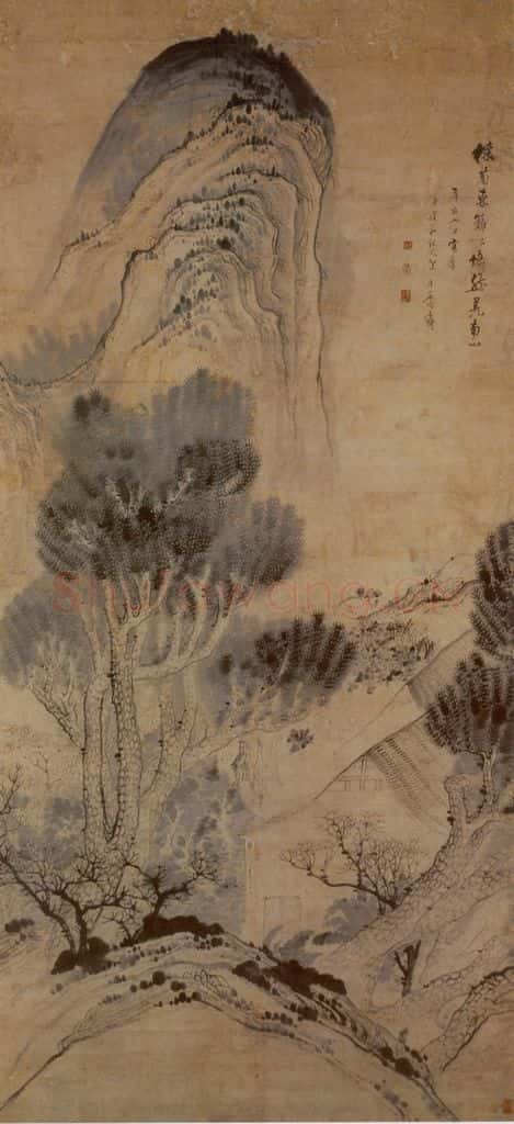 1671年 石涛《采菊图》书画作品