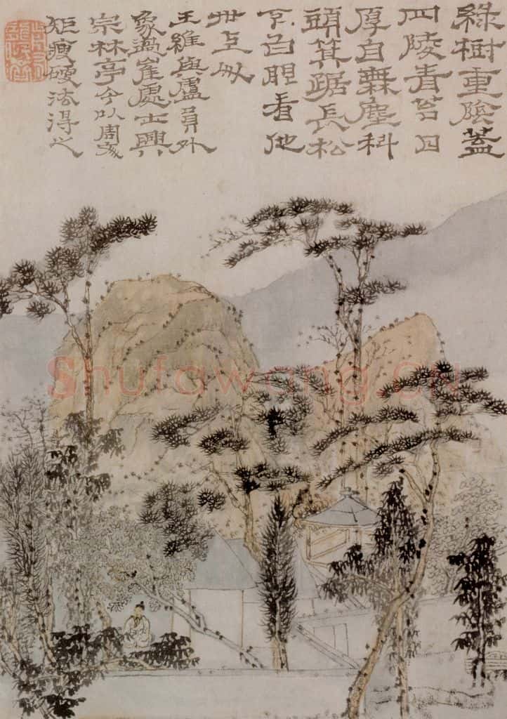 1705年 石涛《唐人诗意图》书画作品
