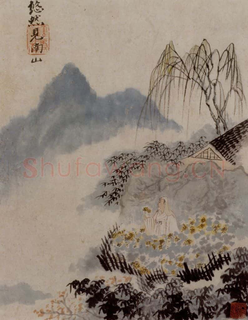 石涛《陶潜诗意图》书画作品