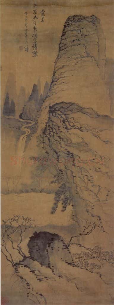 1675年 石涛《松阁临泉图》书画作品
