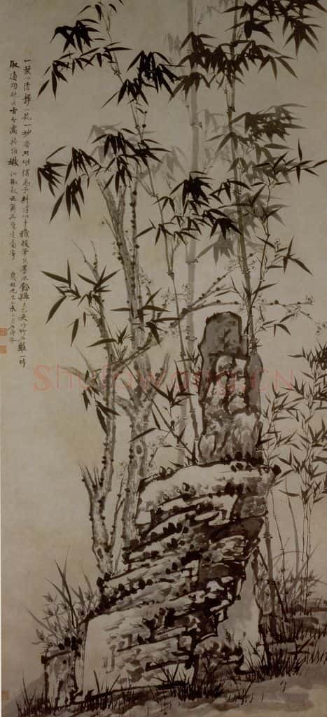 1679年 石涛《竹石梅兰图》书画作品