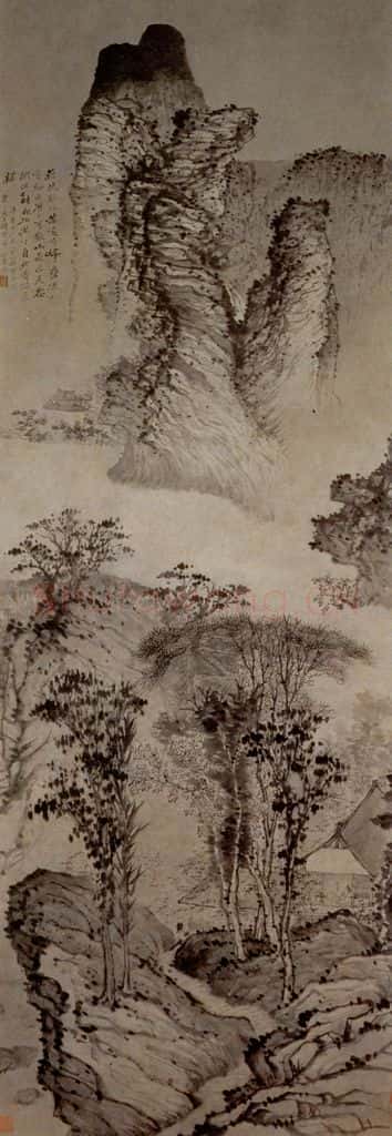 1681年 石涛《山窗研读图》书画作品