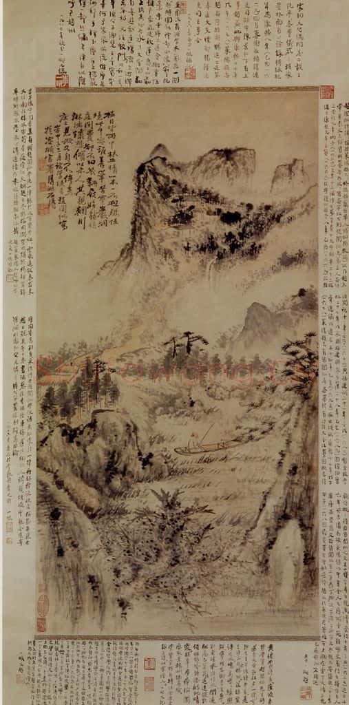 1684年 石涛《幽溪垂钓图》书画作品
