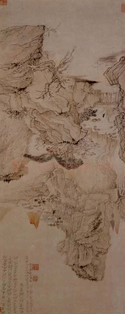 1687年 石涛《细雨虬松图》书画作品