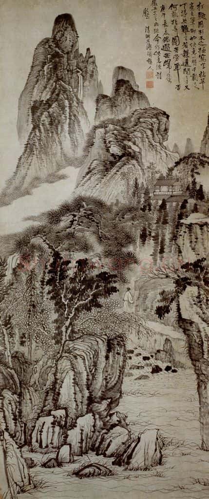 1690年 石涛《为徽五作山水》书画作品