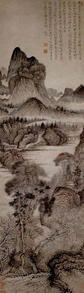 1691年 石涛《古木垂阴图》书画作品