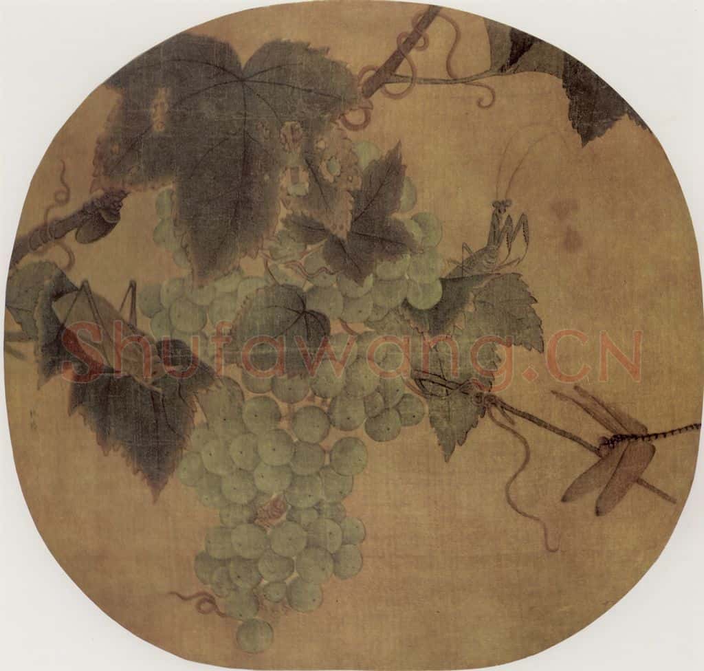 南宋 林椿《葡萄草虫图》书画作品