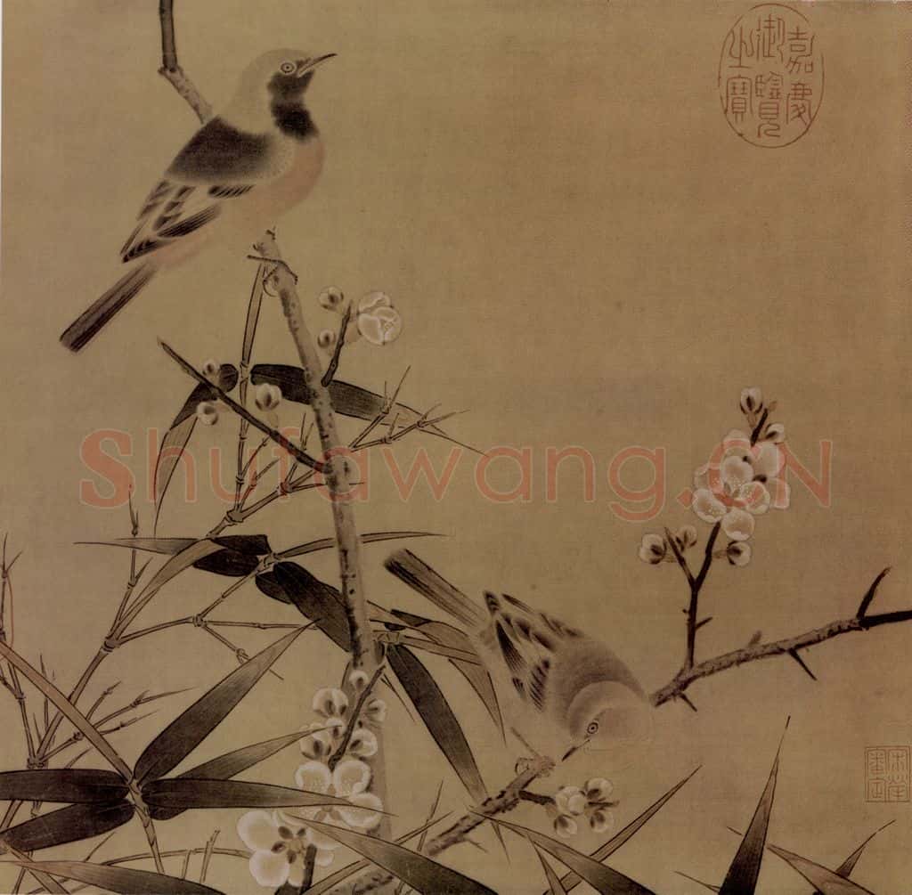 南宋 无名氏 梅竹双雀图 书画作品